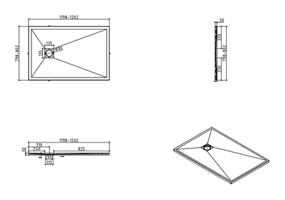 Douchebak Wiesbaden Stonea rechthoek 80x120cm antislip composiet in mat wit