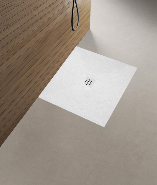 Douchebak Wiesbaden Stonea vierkant 90x90cm antislip composiet in mat wit