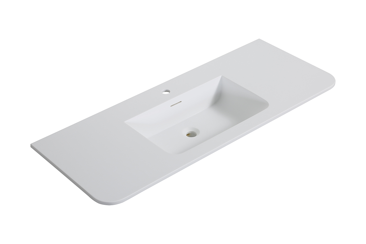 Wastafelkast Wiesbaden Sulora 100cm mat beige inclusief wastafelblad Laro solid surface