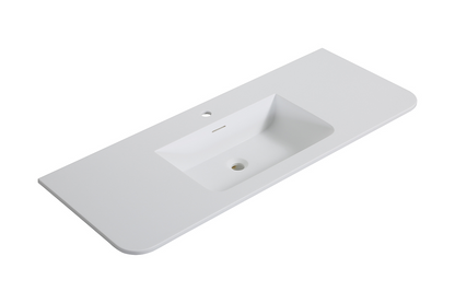 Wastafelkast Wiesbaden Sulora 100cm mat beige inclusief wastafelblad Laro solid surface