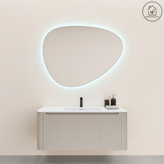 Badkamermeubelset Wiesbaden Sulora 120cm mat beige inclusief spiegel Uovo