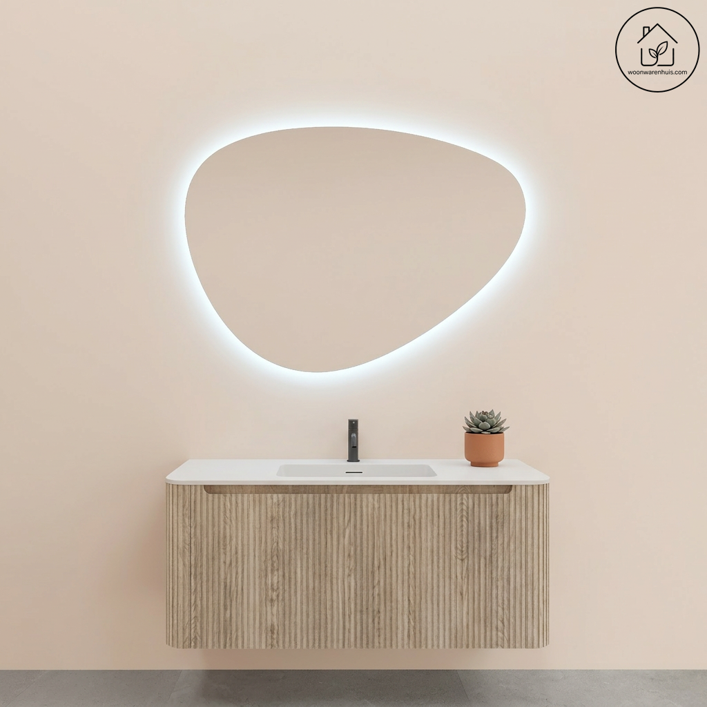 Badkamermeubelset Wiesbaden Sulora 100cm licht eiken inclusief spiegel Uovo
