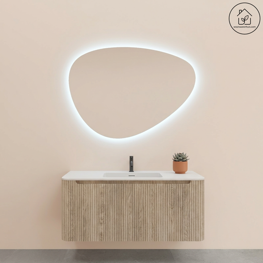 Badkamermeubelset Wiesbaden Sulora 120cm licht eiken inclusief spiegel Uovo