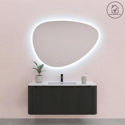 Badkamermeubelset Wiesbaden Sulora 120cm mat zwart inclusief spiegel Uovo