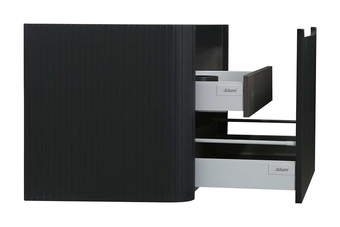 Wastafelkast Wiesbaden Sulora 100cm mat zwart inclusief wastafelblad Laro solid surface