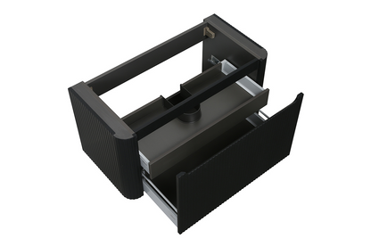 Wastafelkast Wiesbaden Sulora 100cm mat zwart inclusief wastafelblad Laro solid surface