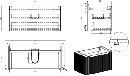 Wastafelkast Wiesbaden Sulora 120cm licht eiken inclusief wastafelblad Laro solid surface