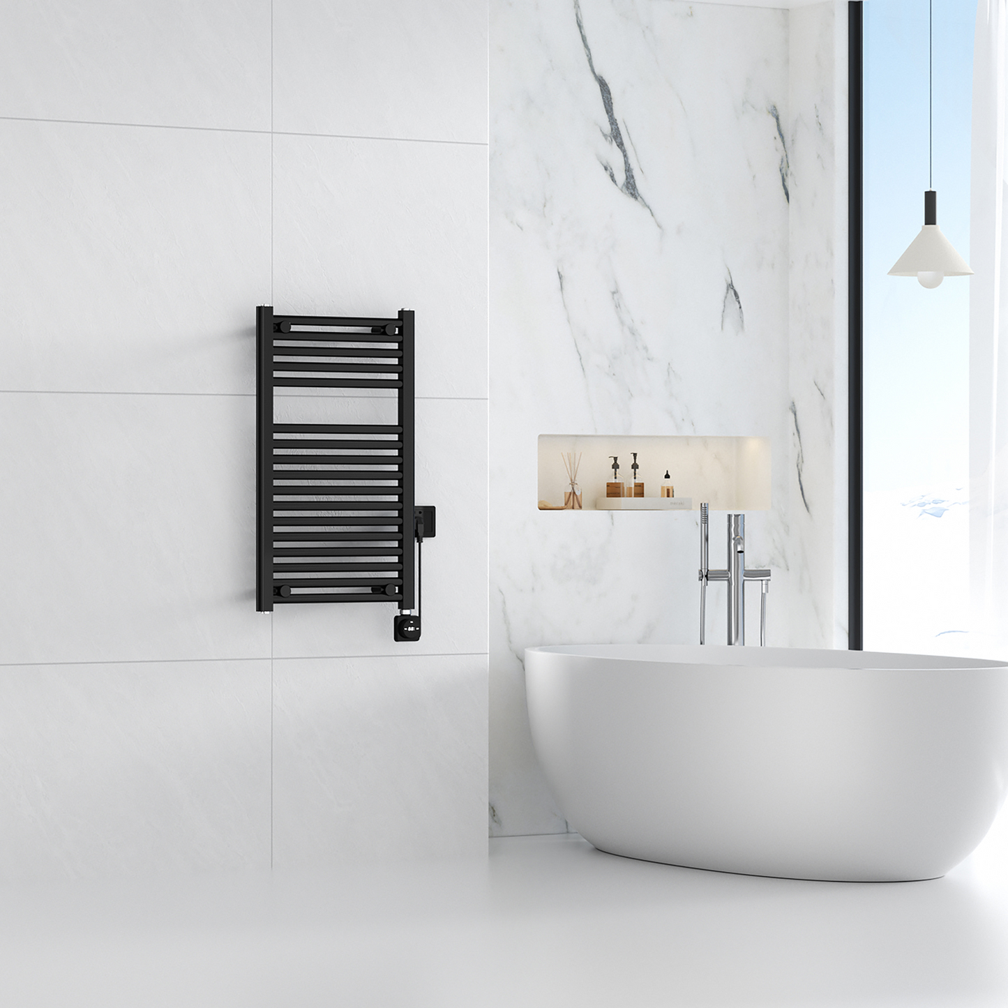 Elektrische designradiator Elara Smart Wifi 76cm x 45cm mat zwart