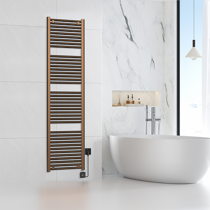 Elektrische designradiator Elara Smart Wifi 180cm x 45cm geborsteld brons koper