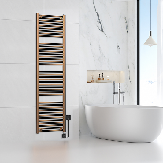 Elektrische designradiator Elara Smart Wifi 180cm x 45cm geborsteld brons koper