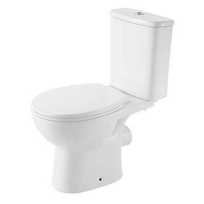 Compleet staand toilet Xellanz duoblok PK uitgang en rimless met toiletzitting in glans wit