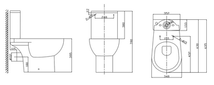 Compleet staand toilet Xellanz duoblok PK uitgang en rimless met toiletzitting in glans wit