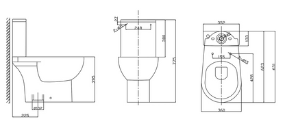 Compleet staand toilet Xellanz duoblok AO uitgang en rimless met toiletzitting in glans wit