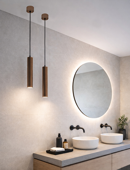 Hanglamp Wiesbaden Oriona 33cm dimbaar geborsteld brons koper