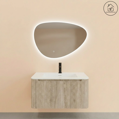 Badkamermeubelset Wiesbaden Sulora 80cm licht eiken inclusief spiegel Uovo