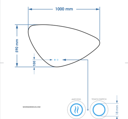 Badkamer spiegel GD Strano 100x59cm met anti-condens functie en indirecte/dimbare LED verlichting