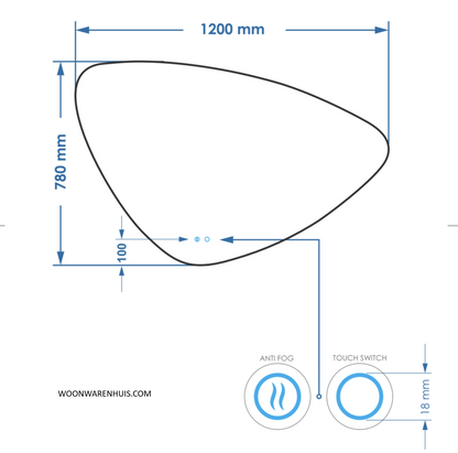 Badkamer spiegel GD Strano 120x78cm met anti-condens functie en indirecte/dimbare LED verlichting