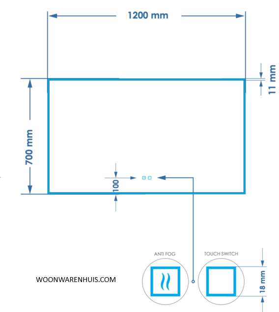 Badkamer spiegel GD Style 140cm met anticondens functie en indirecte/dimbare LED verlichting