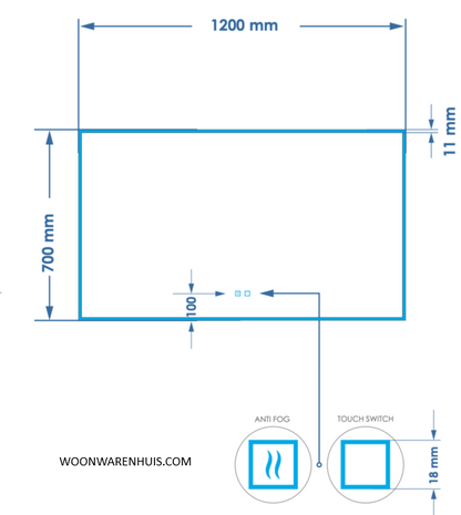 Badkamer spiegel GD Style 140cm met anticondens functie en indirecte/dimbare LED verlichting