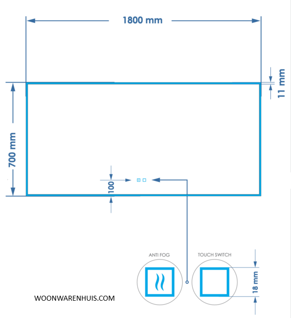Badkamer spiegel GD Style 180cm met anticondens functie en indirecte/dimbare LED verlichting