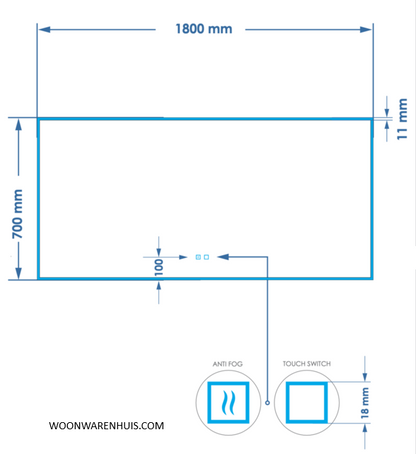 Badkamer spiegel GD Style 180cm met anticondens functie en indirecte/dimbare LED verlichting