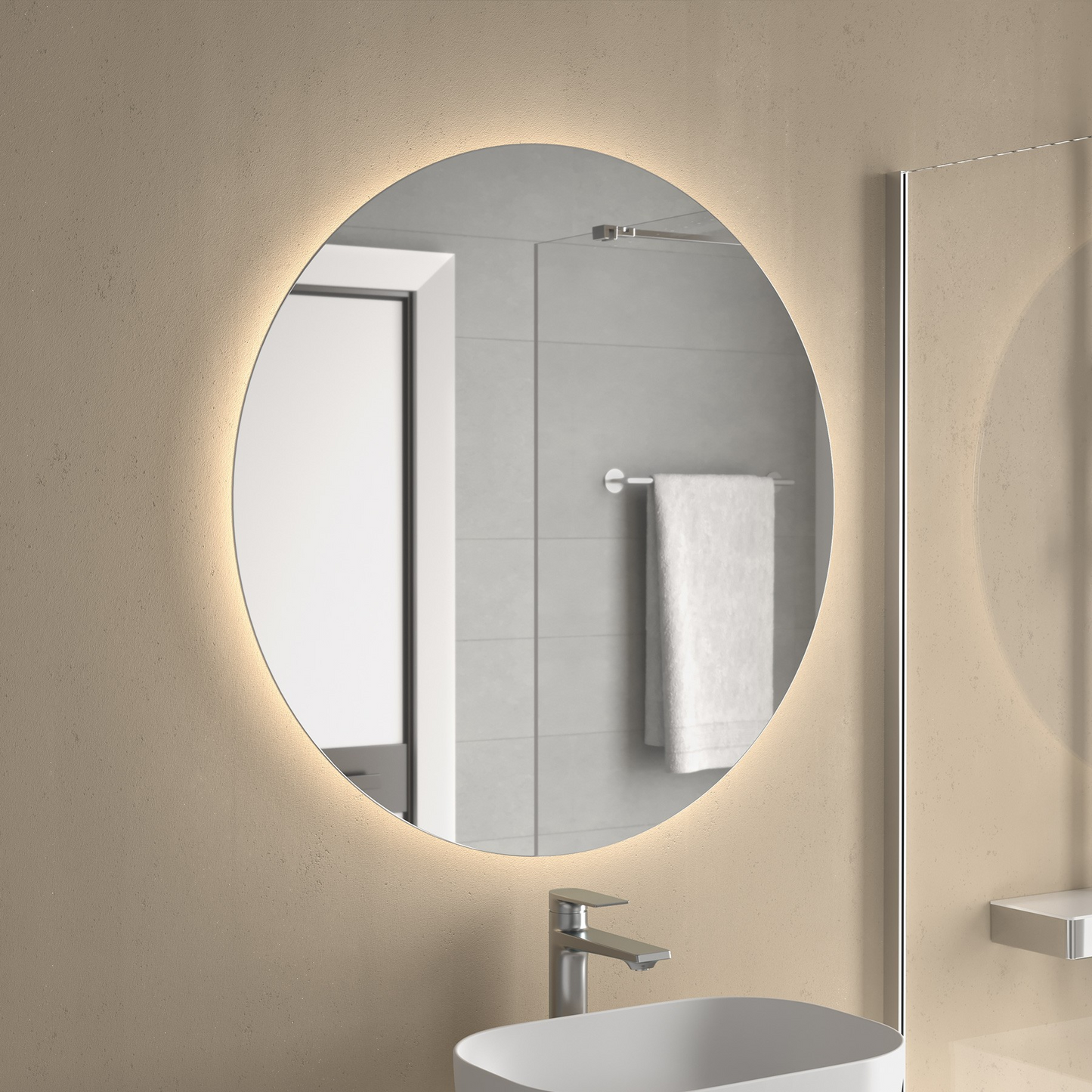 Badkamermeubelset Salgar Noja 90cm 3 laden en 1 deur recht blauw mat en LED spiegel