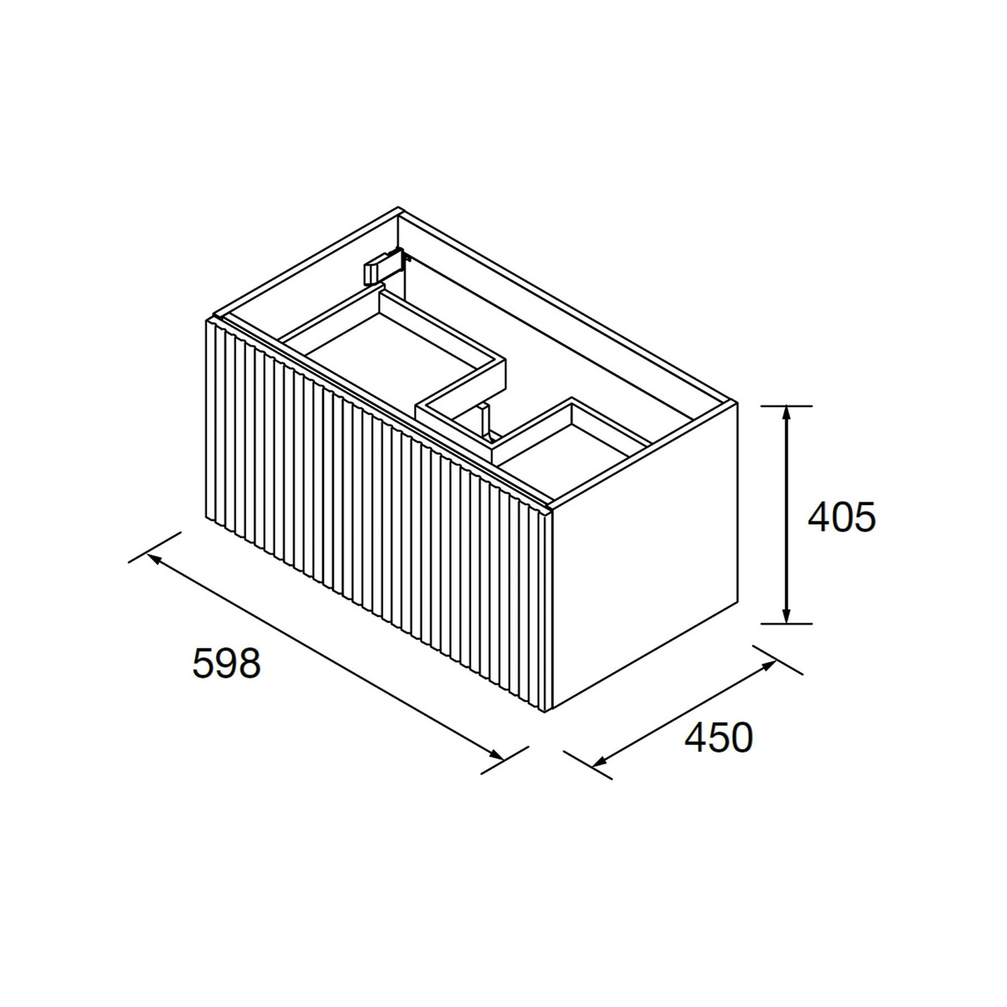 Badkamer onderkast en wastafel Salgar Biba 60cm 1 lade en 1 binnenlade Antraciet mat