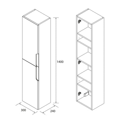 Badkamer kolomkast Salgar Vima 140cm in mat wit