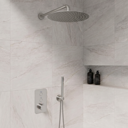 Complete inbouwdouche Sanitado Industry Click met 30cm stortdouche en handdouche in RVS