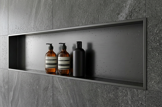 Badkamer inbouwnis 120x28x7cm Sanitado Industry Elah in gunmetal