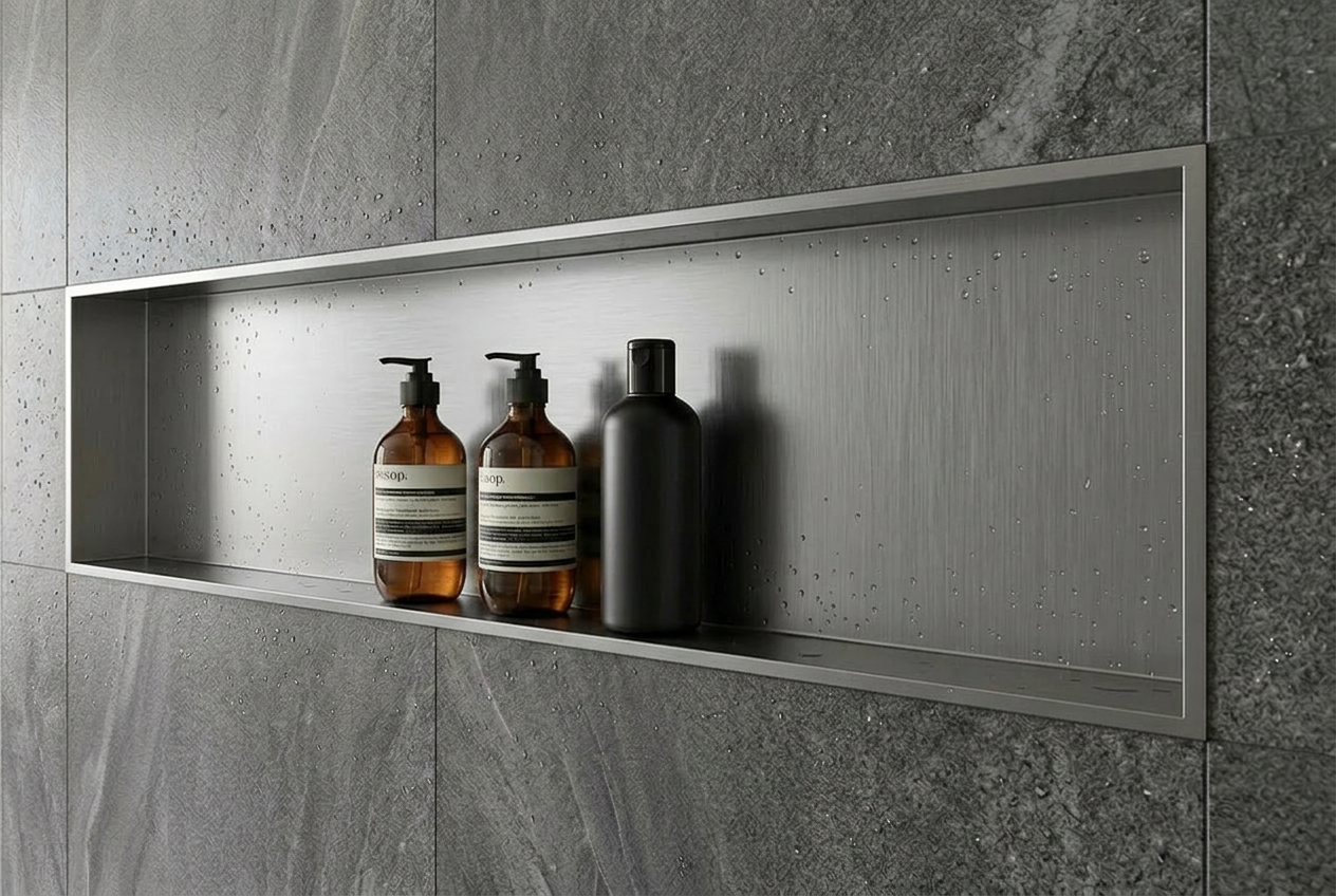 Badkamer inbouwnis 120x30x7cm Sanitado Industry Elah in RVS