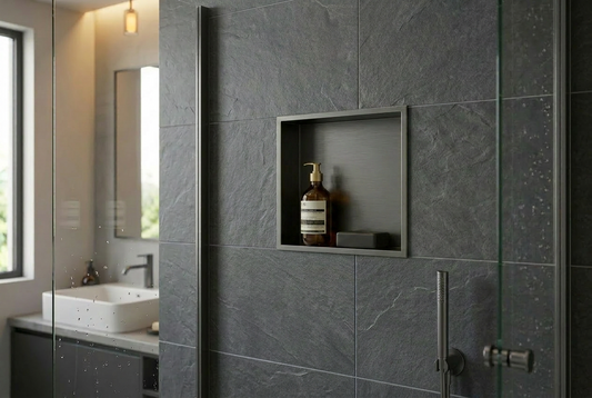 Badkamer inbouwnis 30x30x7cm Sanitado Industry Kaya in gunmetal