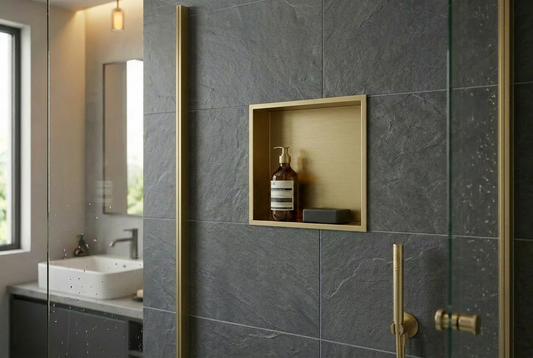 Badkamer inbouwnis 30x30x7cm Sanitado Industry Kaya in mat goud