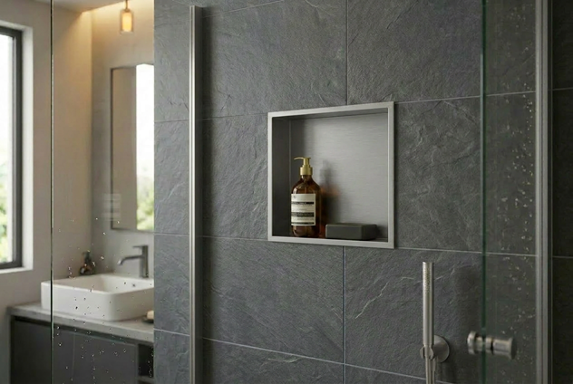 Badkamer inbouwnis 30x30x7cm Sanitado Industry Kaya in RVS