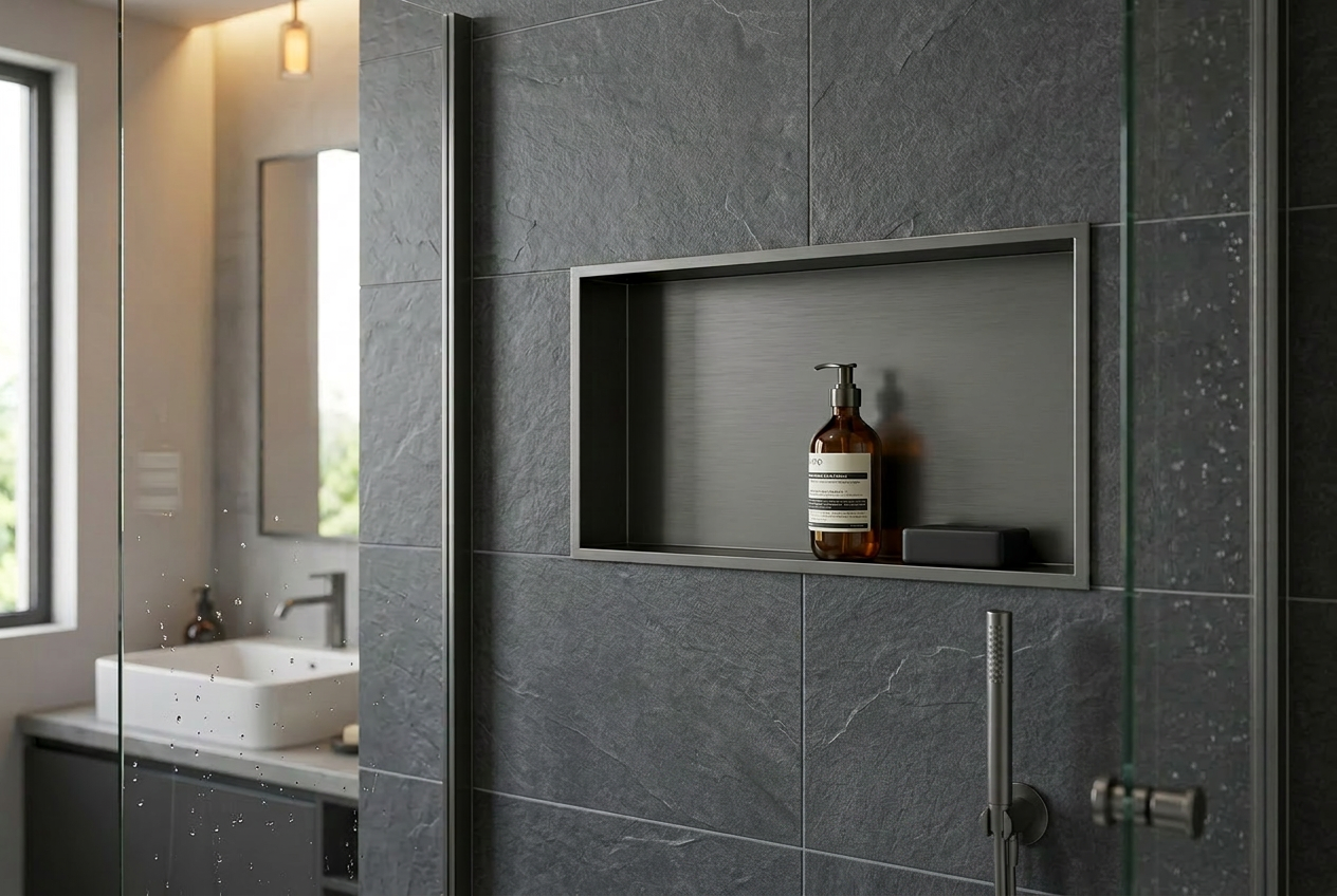 Badkamer inbouwnis 60x30x7cm Sanitado Industry Lotus in gunmetal