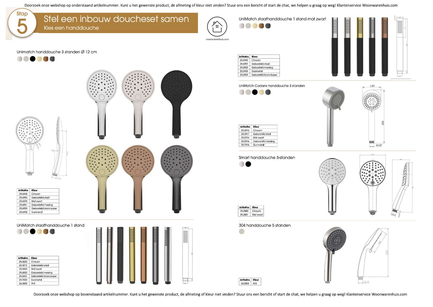 Wiesbaden Unimatch wandhanddouchehouder kunststof geborsteld staal PVD