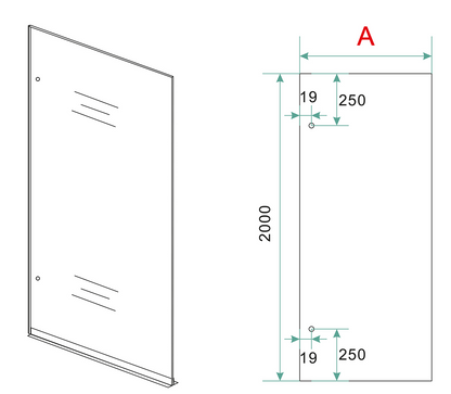 Inloopdouche Wiesbaden Less 70x200cm met mat zwart beslag en 8mm helder glas