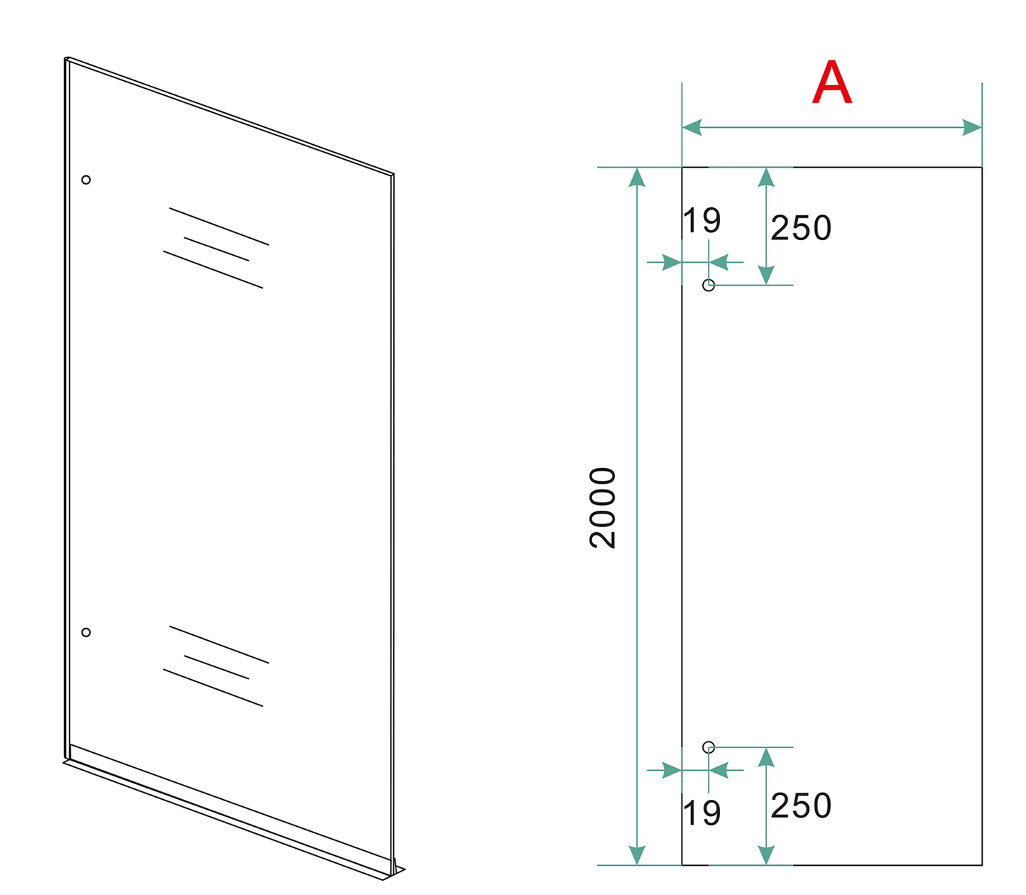 Inloopdouche Wiesbaden Less 60x200cm met geborsteld brons en 8mm helder glas