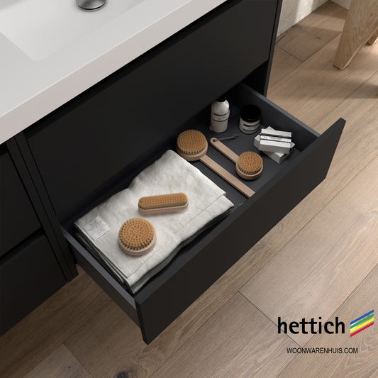 Badkamer meubelset Salgar Noja 85cm 2 laden en 1 deur recht zwart mat