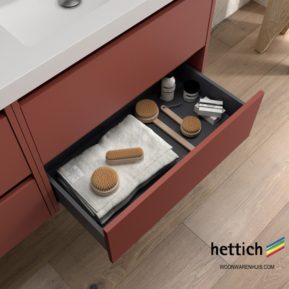 Badkamer meubelset Salgar Noja 85cm 2 laden en 1 deur links rood mat