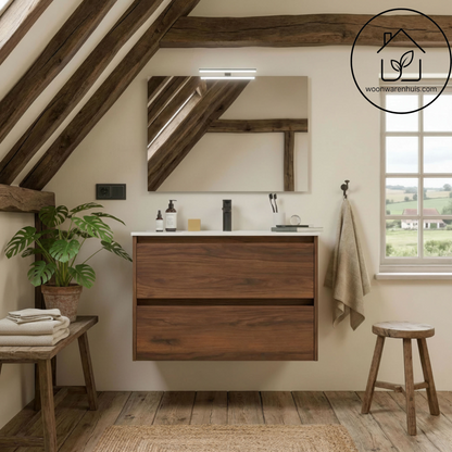 Badkamer meubelset Salgar Noja 80cm 2 laden walnoot