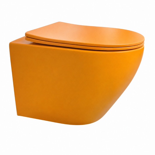 Wandcloset Sanidato Morrano randloos met softclose toiletzitting in mat oranje