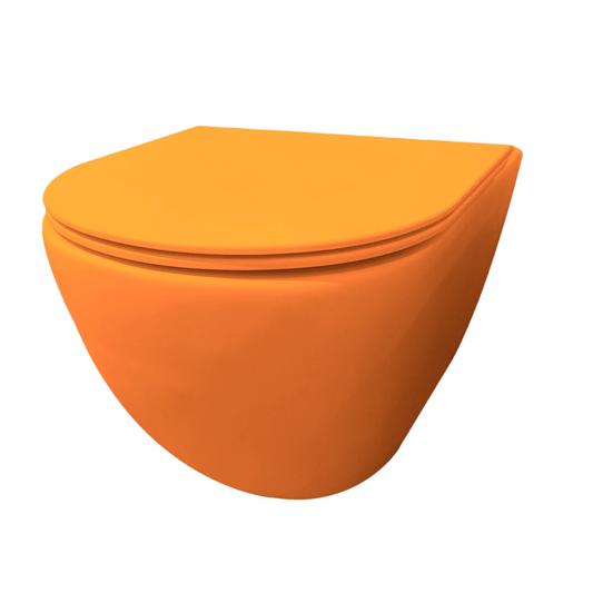 Wandcloset Sanidato Morrano randloos met softclose toiletzitting in mat oranje