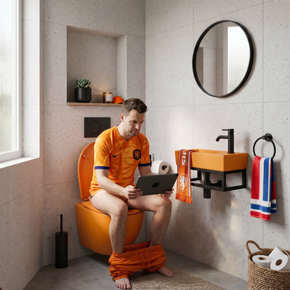 Wandcloset Sanidato Morrano randloos met softclose toiletzitting in mat oranje