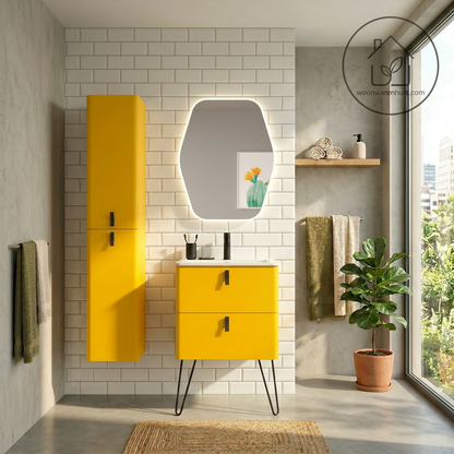 Badkamer kolomkast Salgar Uniiq Sol 150cm geel