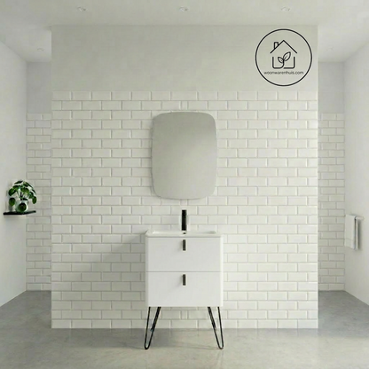 Badkamer meubelset Salgar Uniiq Soft white 60cm in mat wit - inclusief spiegel met LED verlichting