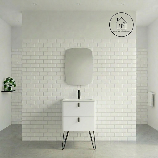 Badkamer meubelset Salgar Uniiq Soft white 60cm in mat wit - inclusief spiegel met LED verlichting