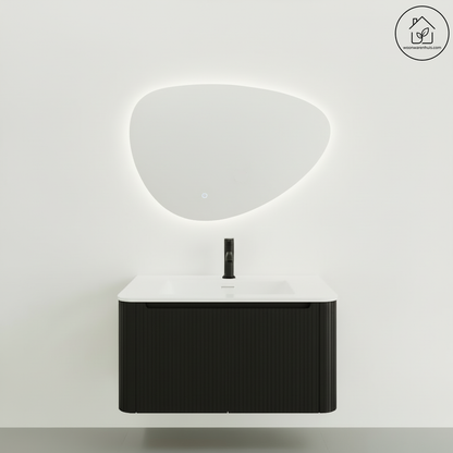 Badkamermeubelset Wiesbaden Sulora 80cm mat zwart inclusief spiegel Uovo