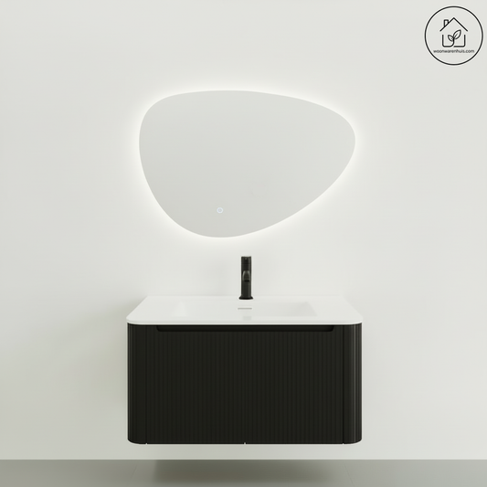 Badkamermeubelset Wiesbaden Sulora 80cm mat zwart inclusief spiegel Uovo