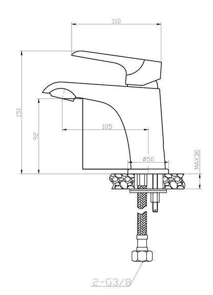 Wastafelmengkraan Xellanz Tarma laag in mat wit en chroom